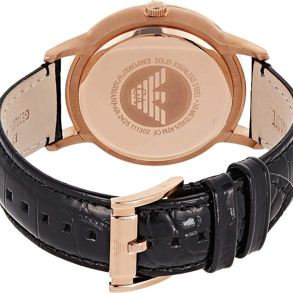 Emporio Armani Renato AR2425 43mm Large Black Dial Gold Tone Men's Watch - Picture 4 of 15